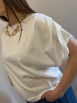 T-shirt maniche a pieghe bianca Kontatto