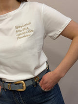 T-shirt ricamata “ canzone di Cremonini” tortora