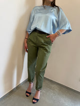 Pantalone in tela di cotone Oliva