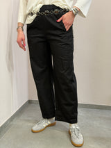 Pantalone Barrell fit in tela di cotone , nero