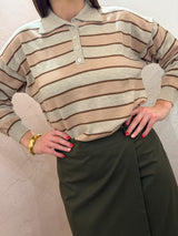 Maglia a polo a righe – Toni neutri Beige e Marrone - Tensione in