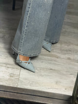 Slingback in Denim con Multi-Cinturini