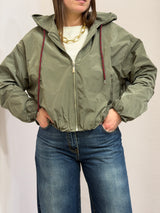 Giubbino Windbreaker Oversize con Cappuccio oliva