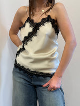 Canotta satin in pizzo