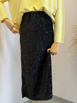 Gonna a tubino paillettes nera