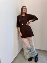 Abito in felpa cioccolato + pizzo Susy Mix