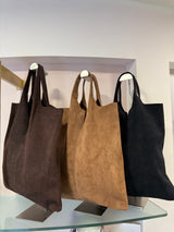 Borsa shopper in suede cioccolato