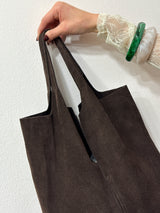 Borsa shopper in suede cioccolato