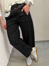 Pantalone Barrell fit in tela di cotone , nero