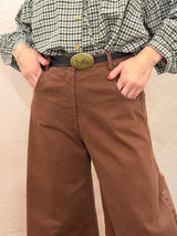 Pantaloni Wide-Leg in Cotone - Marrone Tabacco - Tensione in