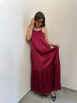 Abito lungo a balze rubino Kontatto