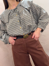 Camicia a quadri con colletto statement e volant