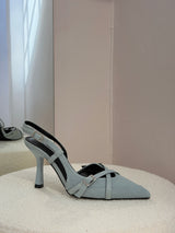Slingback in Denim con Multi-Cinturini