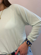 Maglia in viscosa girocollo, raglan Kontatto, color menta