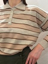 Maglia a polo a righe – Toni neutri Beige e Marrone - Tensione in