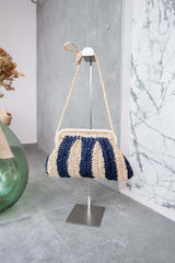Borsa clutch in rafia rigata- Kontatto