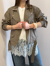 Maglia manica corta con bordo in pizzo