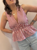 Top rigato con balza Kontatto