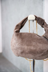 Borsa luna in suede tortora