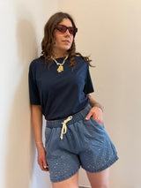 T-shirt over Basic blu