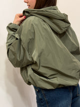 Giubbino Windbreaker Oversize con Cappuccio oliva