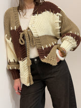 Cardigan intrecciato over nocciola