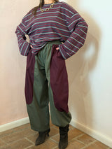 Maglia a righe oversize – Bordeaux e Grigio - Lumina
