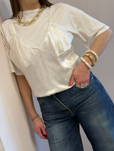 T-shirt con top in raso bianco Tensione in