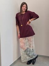 Abito in felpa bordeaux + pizzo Susy Mix