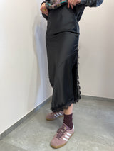 Gonna satin lunga -nera