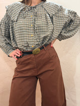 Camicia a quadri con colletto statement e volant