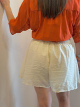 Shorts in mussola , color burro - Tensione in