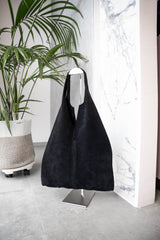 Borsa shopper in suede nera