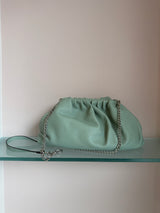Borsa maxi clutch in pelle salvia