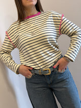 Maglia a righe con bordo in contrasto Kontatto