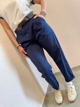 Pantalone in tela di cotone blu