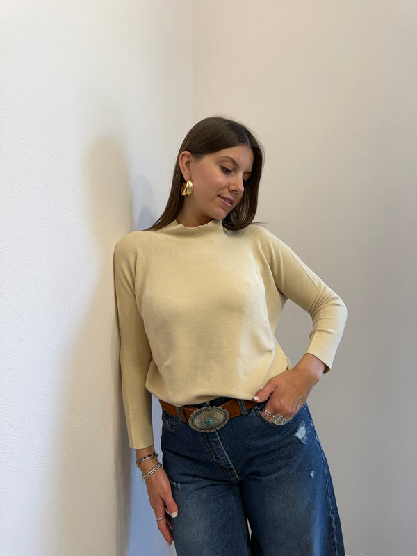 Maglia collo cratere panna Kontatto