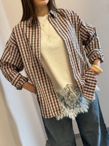 Maglia manica corta con bordo in pizzo