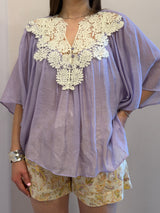 Camicia in mussola lilla , ricamata - You Decide