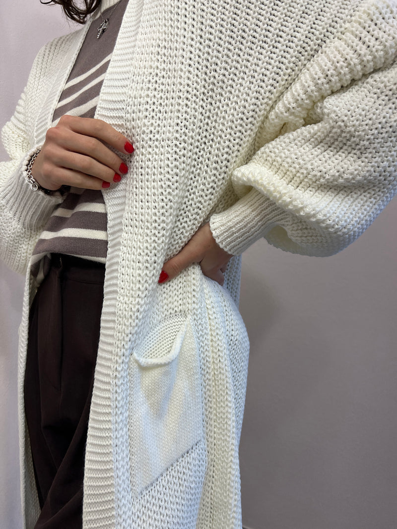 Cardigan lungo Biancolatte