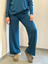 Pantalone a palazzo in viscosa petrolio Kontatto