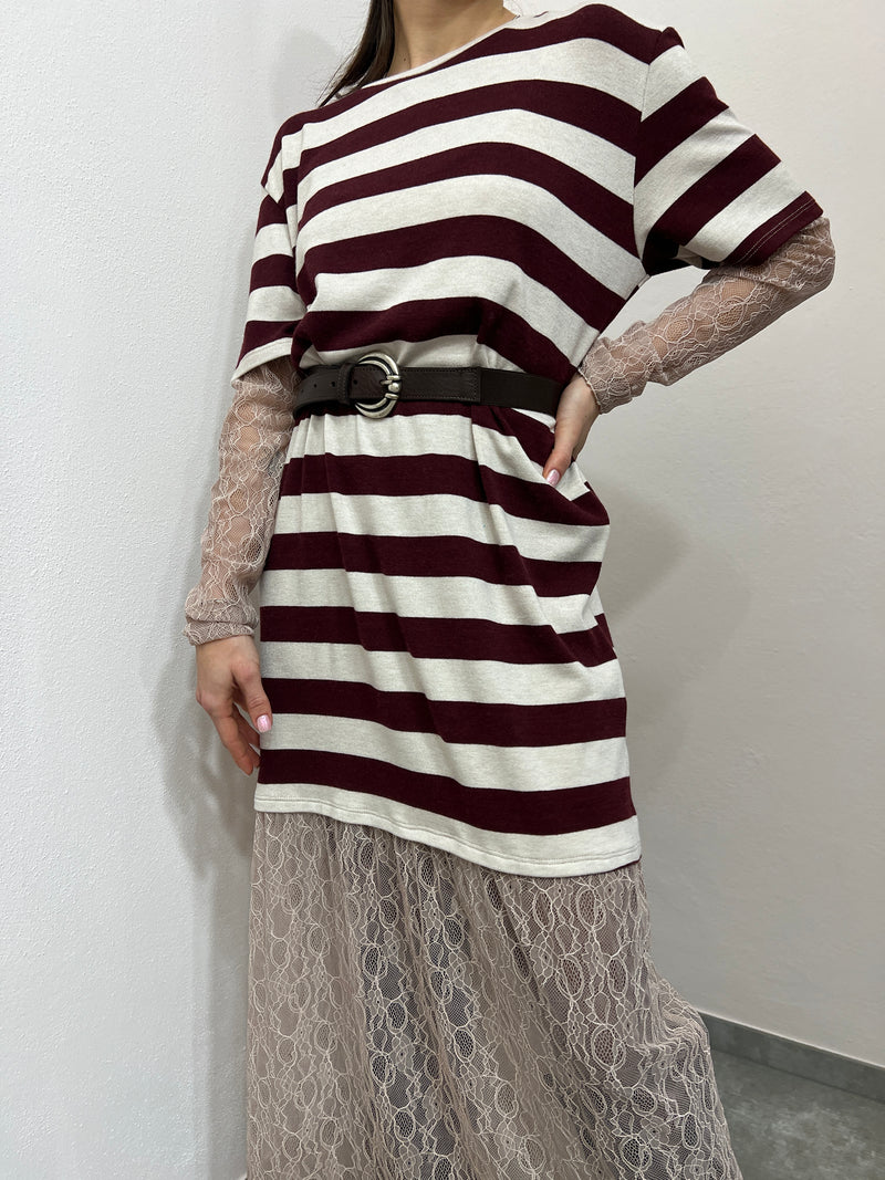 Abito in pizzo bordeaux Susy Mix