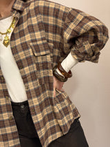 Camicia check in panetto beige