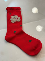 Calze rosse con orsetto
