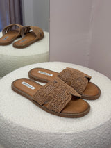 Ciabatta slip-on in tessuto intrecciato
