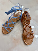 Sandali stringati in corda scamosciata