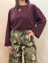 Maglia basic prugna , maniche ampie - Tensione in
