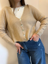 Cardigan con bottoni in madreperla biscotto Kontatto
