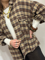 Camicia check in panetto beige