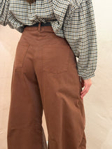 Pantaloni Wide-Leg in Cotone - Marrone Tabacco - Tensione in
